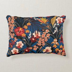 Coussins Décoratifs Jungle Chic : Bleu foncé Exotique.