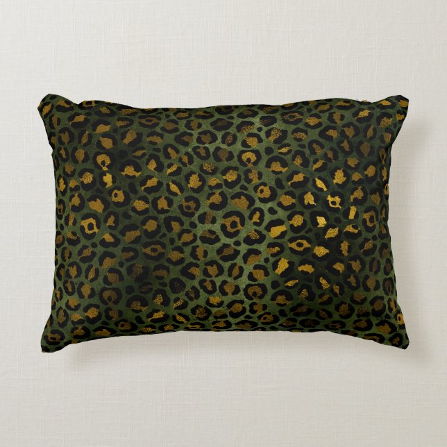 Coussins Décoratifs Jungle Vert Jaune Cheetah Leopard Motif (Devant)