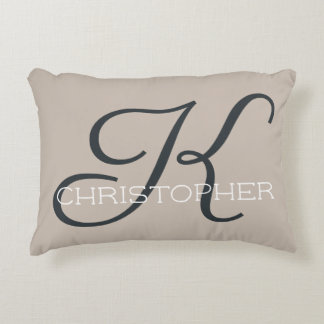Coussins Décoratifs K Initiale Personnalisée Taupe Neutre Brun Clair