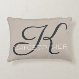 Coussins Décoratifs K Nom personnalisé initial Taupe neutre Tan