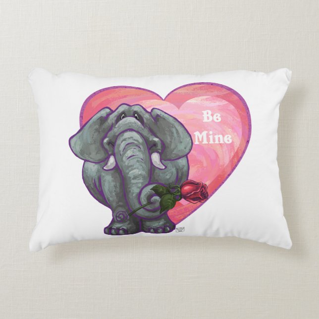 Coussins Décoratifs La Saint-Valentin des éléphants (Devant)