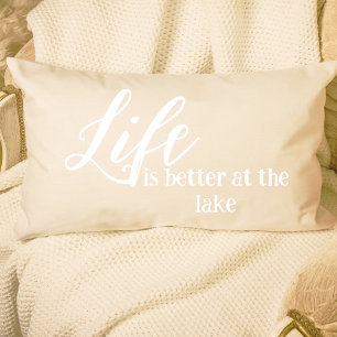 Coussins Décoratifs La vie est meilleure au bord du lac Beige Blanc Va