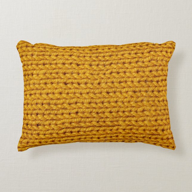 Coussins Décoratifs Laine tricotée jaune, texture haute résolution. (Devant)