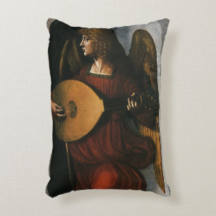 Coussins Décoratifs L'ange en rouge jouant du luth de Léonard de Vinci