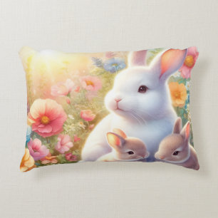 Coussins Décoratifs Lapin de Pâques de printemps Famille Florale Jardi