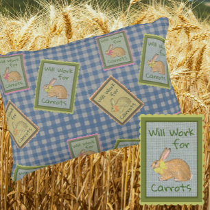Coussins Décoratifs Lapin vintage à carreaux bleus de campagne pour ca
