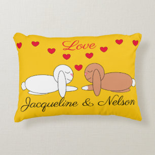 Coussins Décoratifs Lapins heureux et affectueux : Jaune