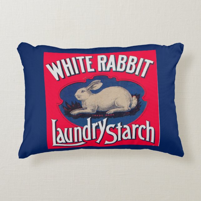 Coussins Décoratifs Lave lapin blanc étiquette de caisse d'amidon (Devant)