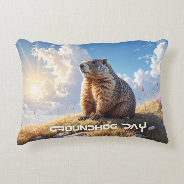 COUSSINS DÉCORATIFS LE JOUR DE LA MARMOTTE (Devant)