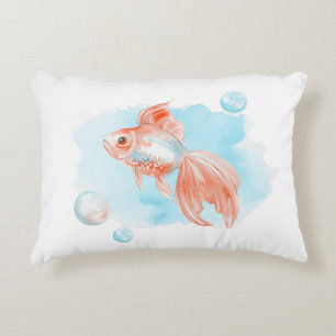 Coussins Décoratifs Le poisson rouge. Aquarelle