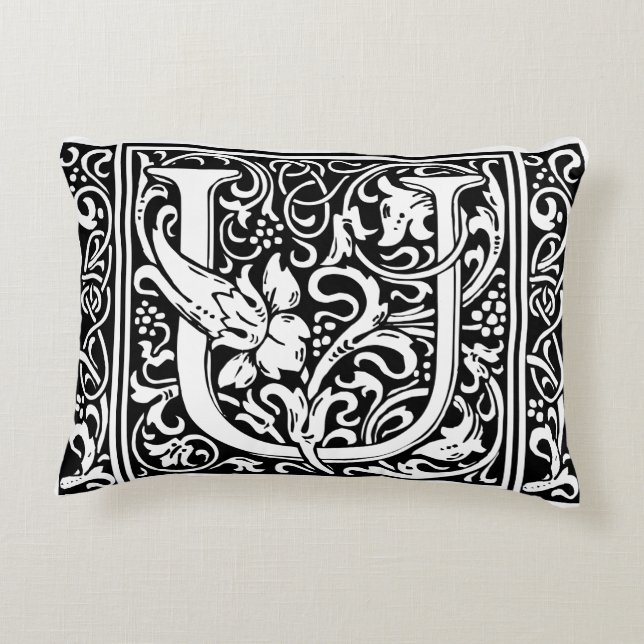 Coussins Décoratifs Lettre U Monogramme médiéval Art Nouveau (Dos)