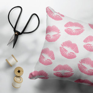 Coussins Décoratifs Lèvres Roses, Motif De Lèvres, Rouge Rose, Baiser