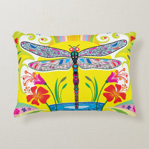 Coussins Décoratifs Libellule radieuse et fleurs sauvages