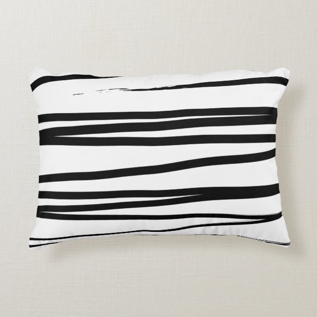Coussins Décoratifs Lignes noires et blanches modernes Art Abstrait (Devant)