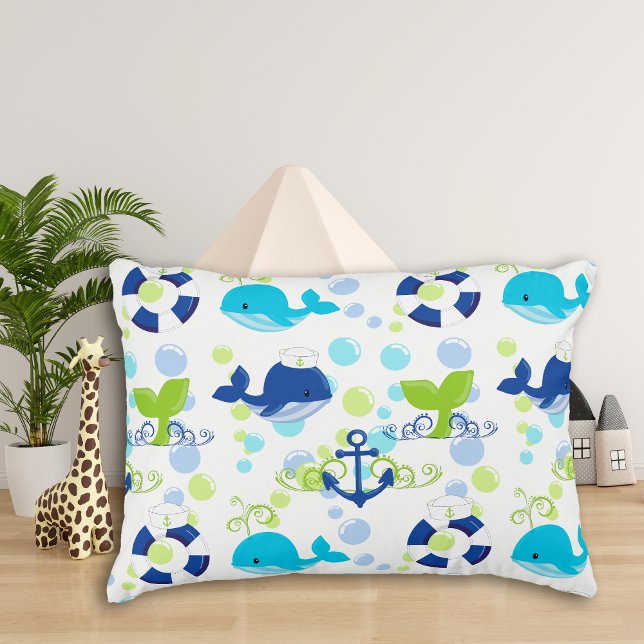 Coussins Décoratifs Lime Green Marine Nautique Motif Enfants (Créateur téléchargé)