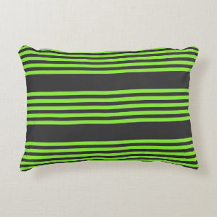 Coussins Décoratifs Lime vert et charbon de bois cinq bandes motif