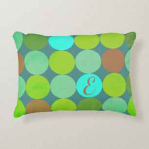 Coussins Décoratifs Lime Vert Turquoise Turquoise & Rust Cercles Monog