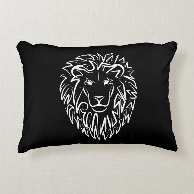 Coussins Décoratifs Lion tribal noir et blanc (Devant)
