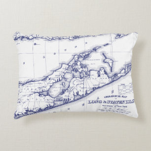 Coussins Décoratifs Long Island The Hamptons Map VC