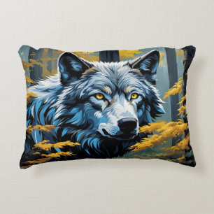 Coussins Décoratifs Loup gris en forêt dorée