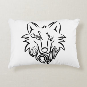 Coussins Décoratifs Loup tribal noir et blanc