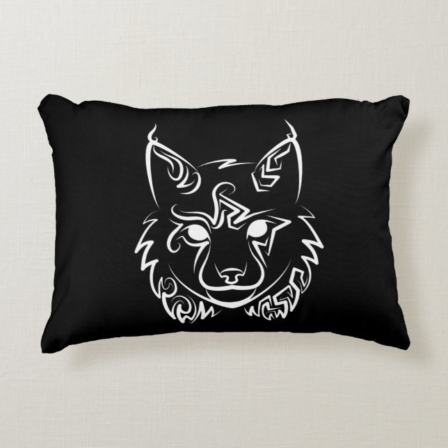 Coussins Décoratifs Lynx tribale noire et blanche (Devant)