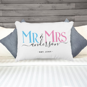 Coussins Décoratifs M. & Mme Newlysée Couple Mariage Anniversaire Blan