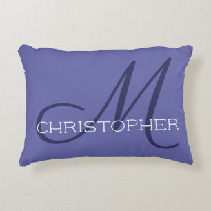 Coussins Décoratifs M Nom Élégant Initial Périwinkle Bleu Élégant
