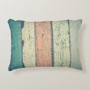 Coussins Décoratifs Maison de plage en bois peint côté océan rayé