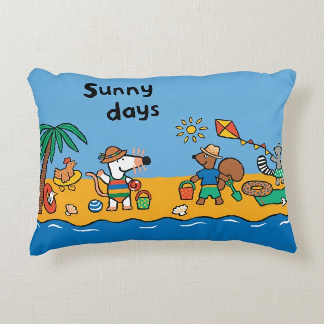 Coussins Décoratifs Maisy et amis à la plage (Devant)