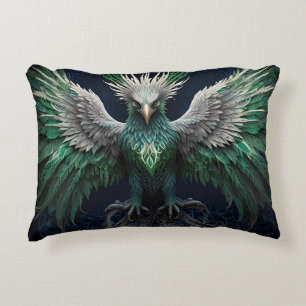 Coussins Décoratifs Majestic Green & White Phoenix Bird