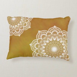 Coussins Décoratifs Mandala blanc sur fond doré