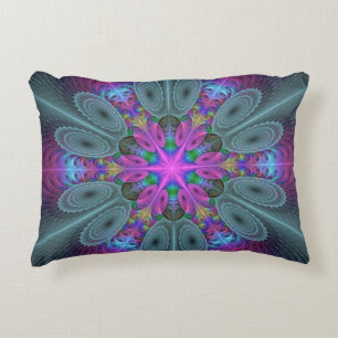 Coussins Décoratifs Mandala coloré frappant art fractal kaléidoscope