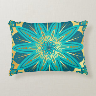 Coussins Décoratifs Mandala Fleur Bleu Or