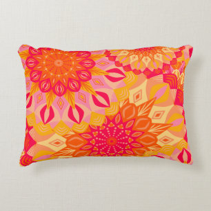 Coussins Décoratifs Mandala superposé orange rose jaune