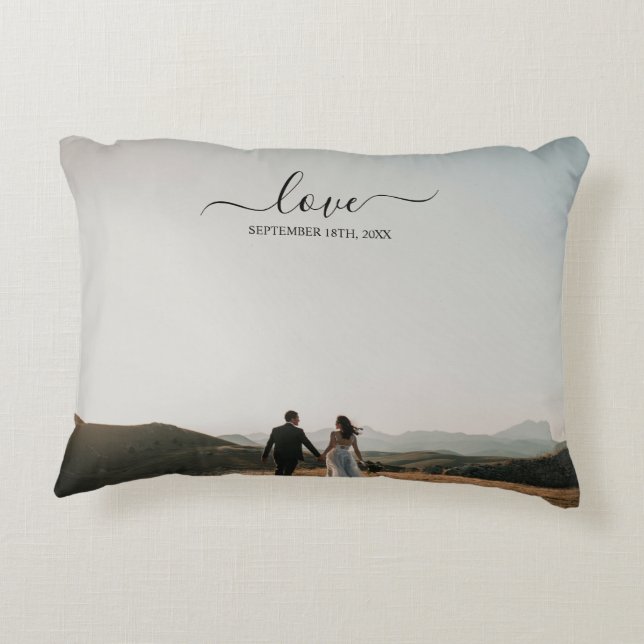 Coussins Décoratifs Mariage 2 Photo Memory Love Script (Dos)