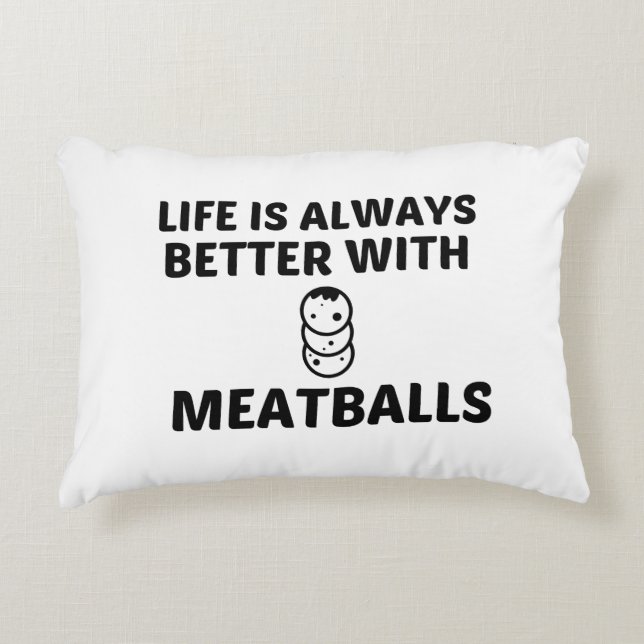 COUSSINS DÉCORATIFS MEATBALLS LA VIE EST MEILLEURE (Devant)