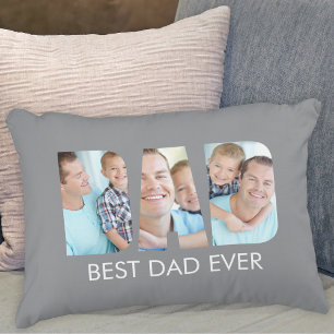 Coussins Décoratifs Meilleur Papa Photo Gris