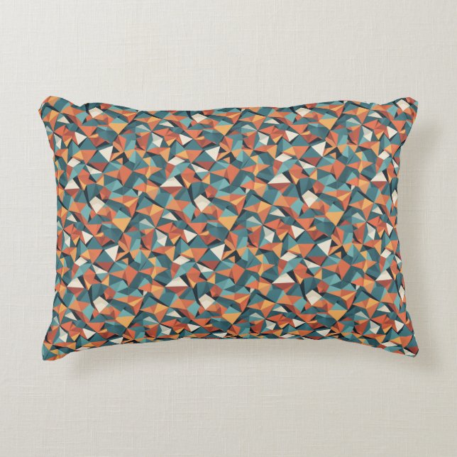 Coussins Décoratifs Mid-Century Geometric Teal & Orange Pattern (Devant)