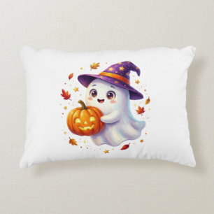 Coussins Décoratifs Mignon bébé fantôme d'Halloween tenant une citroui
