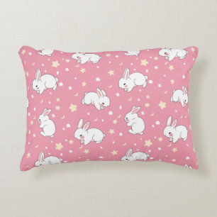 Coussins Décoratifs Mignon Lapin Kawaii Doodle Rose