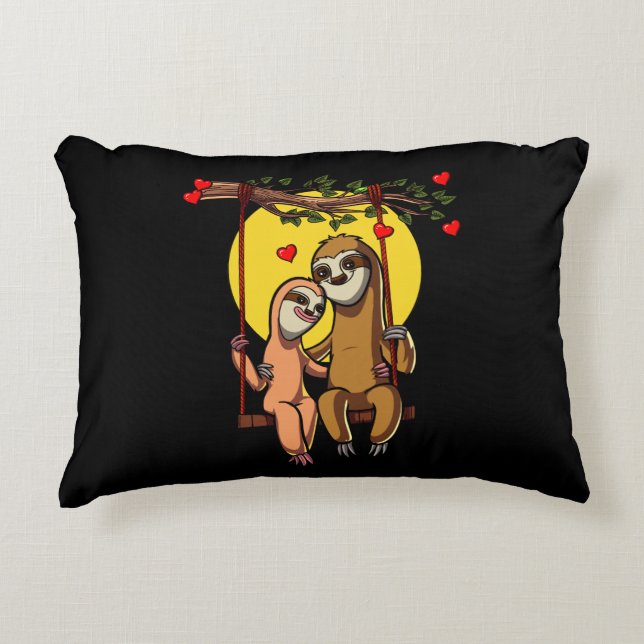 Coussins Décoratifs Mignonne Sloth Couple Valentines Jour Animal (Devant)