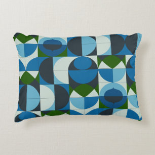 Coussins Décoratifs Moderne Abstrait Bleu et Vert Géométrique