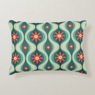 Coussins Décoratifs Moderne du milieu du siècle : Fleurs orange Abstra