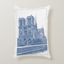 Coussins Décoratifs Monochrome Indigo Blue Retro Notre Dame de Paris