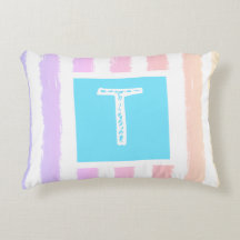Monogram Bleu Rose Aquarelle Rayures 