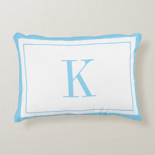 Coussins Décoratifs Monogramme blanc moderne et bleu ciel