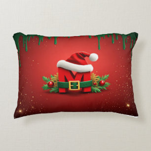 Coussins Décoratifs Monogramme de Noël personnalisé M avec chapeau de