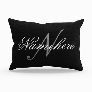 Coussins Décoratifs Monogramme de nom noir et blanc personnalisé uniqu