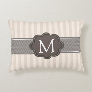 Coussins Décoratifs Monogramme fait sur commande Brown de rayures